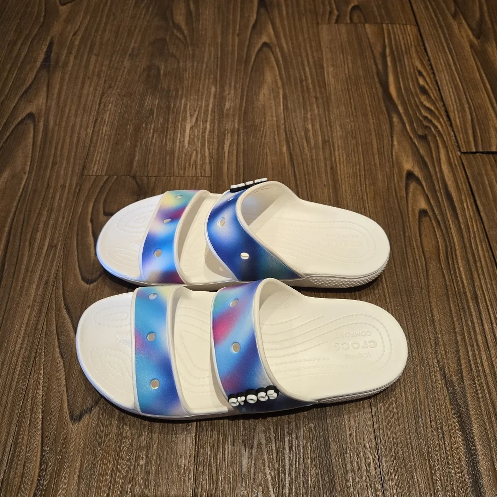 Crocs Classic Solarized Lightweight Shoes Tie Dye Sandals Unisex Women 12 Men 10